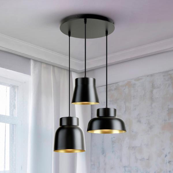 VULCANO LAMP 3L D50- NEGRO/ORO - ILUMINACION i3 By SCHULLER