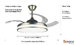 Ventilador Moralla Cuero SUNACA - Motor DC. luz LED. 49-108cm Ø.