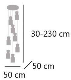 Colgante 8 L AOSTA beige/madera 8 x 60w e-27 - ALEMAR