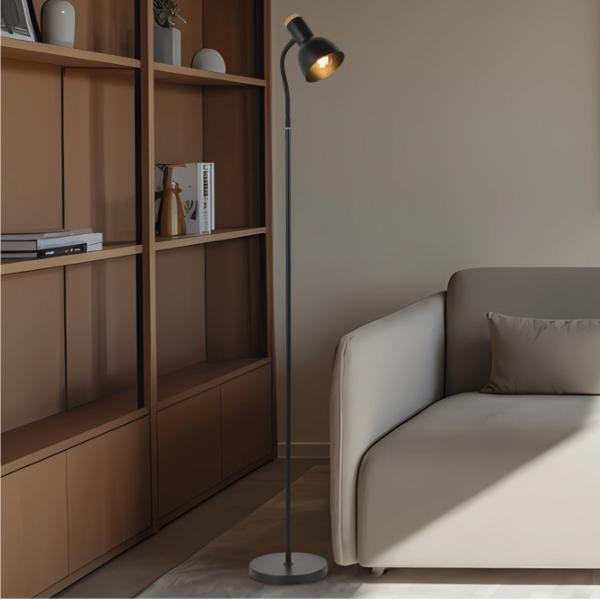 Pie salon ANDER negro madera 1 x 60w e-27 - ALEMAR