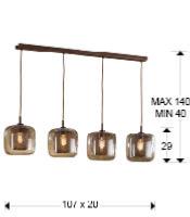 Lámpara Fox Schuller - 4 colgantes vintage LED