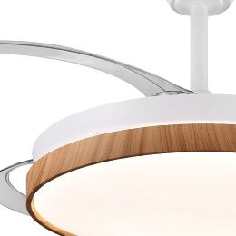 Ventilador ALTHEA L Blanco Madera P&B - Motor DC Ø50-108cm Luz LED