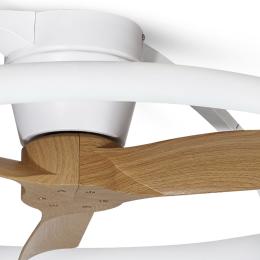 Ventilador Nepal mini Mantra - Blanco Madera Motor DC Luz LED Ø75cm.