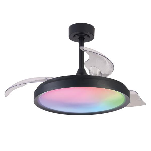 Ventilador Siberia Mantra - Negro RGB Motor DC Luz LED Ø51-106cm.